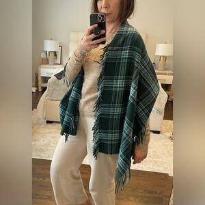 Talbots 100% Wool Oversized Fringed Scarf